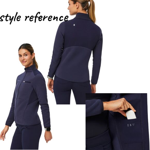 FIGS On-Shift Fleece Jacket Navy Blue Co-Branded w/ Aya Healthcare Womens Medium - Picture 2 of 4